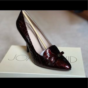 Joan & David Wine Patent Leather                    Crocodile-embossed Heels